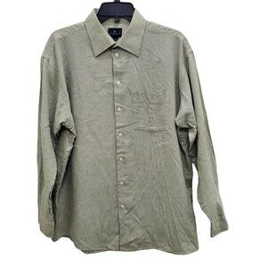 Kenneth Cole Reaction‎ Men's Vintage Green Stripe LS Button Up Shirt XL 17-34/35